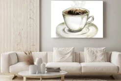 Obraz: Akwarelowa filiżanka kawy ze spodkiem