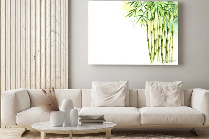 Obraz: Akwarelowa ilustracja pędów bambusa