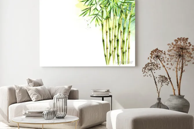 Obraz: Akwarelowa ilustracja pędów bambusa