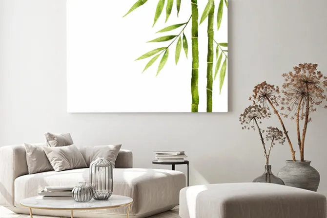 Obraz: Akwarelowa ilustracja gałązki bambusa