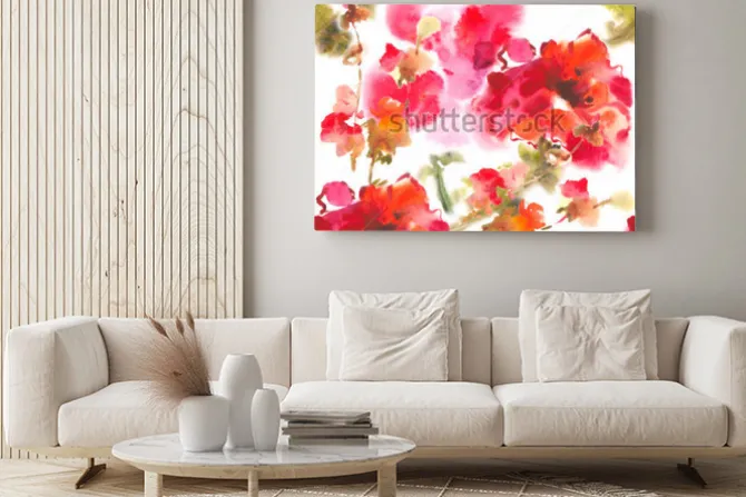 Obraz: Akwarelowe czerwone rozmyte maki