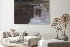 Obraz: Akwarelowe drzewa odbijające się w tafli jeziora