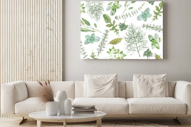 Obraz: Akwarelowe gałązki zielonych ziół