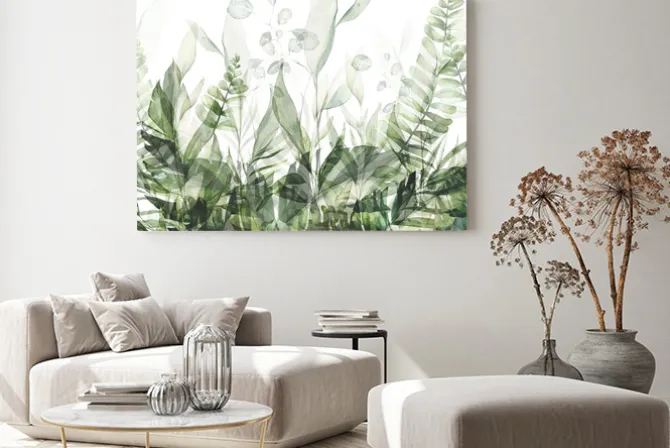 Obraz: Akwarelowe liście na białym tle