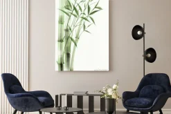 Obraz: Akwarelowe łodygi bambusa na białym tle