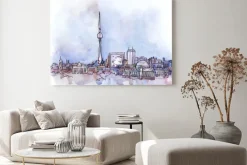 Obraz: Akwarelowy pejzaż z panoramą berlina