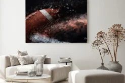 Obraz: American football ball close up on black background.