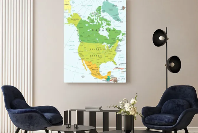 Obraz: Ameryka północna mapę - bardzo szczegółowe ilustracji wektorowych.