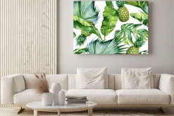 Obraz: Ananasy w tropikalnych liściach