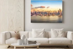 Obraz: Antena panorama wieżowców manhattanu w słoneczne popołudnie