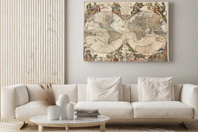 Obraz: Antyczne mapy świata : " nova tabula orbis " . h. jaillot 1694