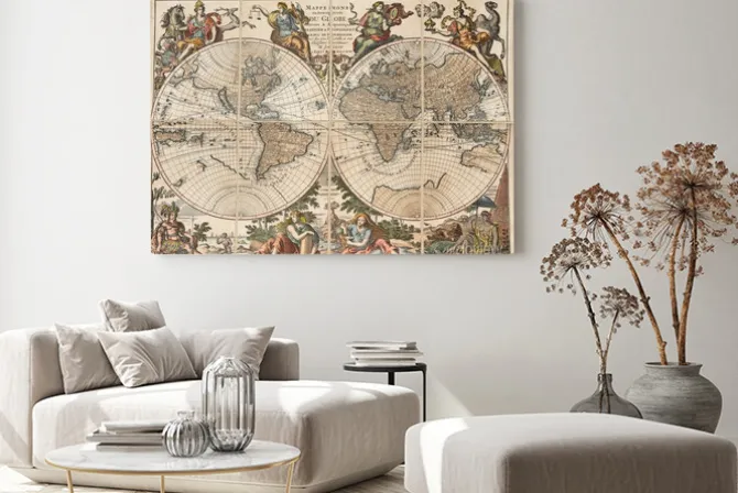 Obraz: Antyczne mapy świata : " nova tabula orbis " . h. jaillot 1694