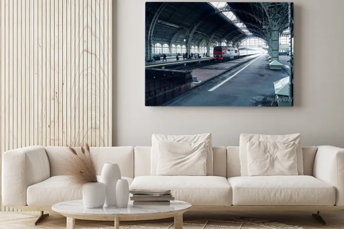 Obraz: Arrival of the train on the platform of the old station