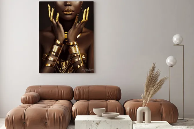 Obraz: Art fantasy portrait african american woman. female hands close-up,