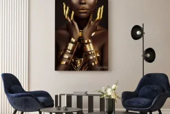 Obraz: Art fantasy portrait african american woman. female hands close-up,