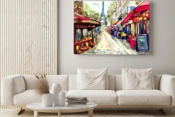 Obraz: Artystyczna paryska ulica z kawiarniami