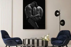 Obraz: Artystyczny akt pary na czarno białym zdjęciu