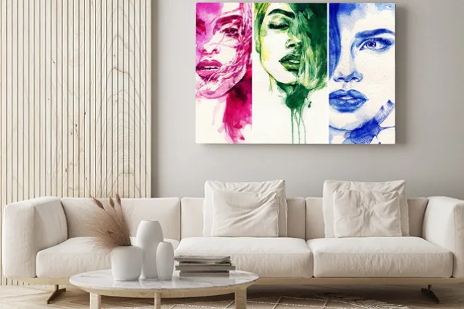 Obraz: Artystyczny portret kobiety malowany akwarelą