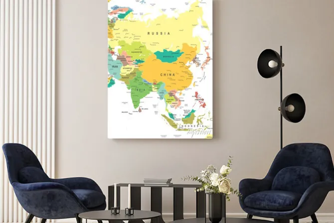 Obraz: Asia - mapa - ilustracji. asia map - bardzo szczegółowe ilustracji