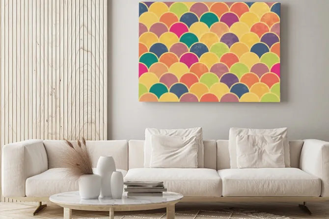 Obraz: Asian waga ryby retro wzór. kolorowe, grunge i bezproblemowe.