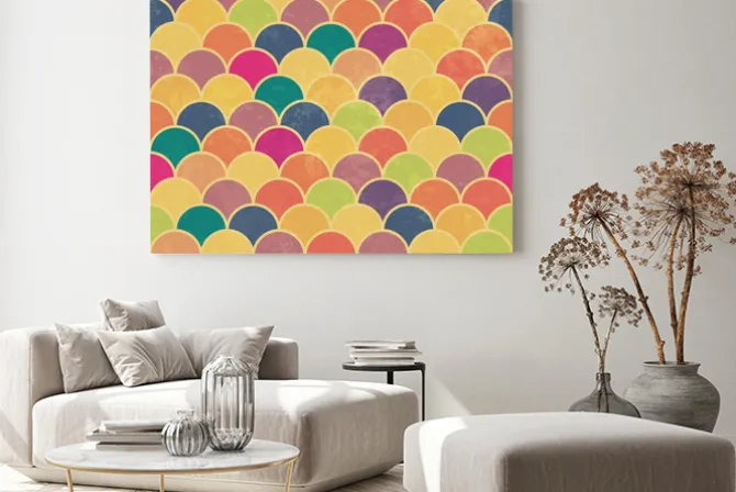 Obraz: Asian waga ryby retro wzór. kolorowe, grunge i bezproblemowe.