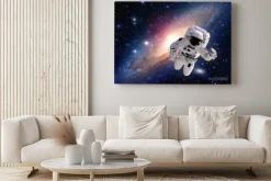 Obraz: Astronauta w kosmosie na tle galaktyki
