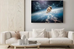 Obraz: Astronauta w przestrzeni kosmicznej na tle ziemi