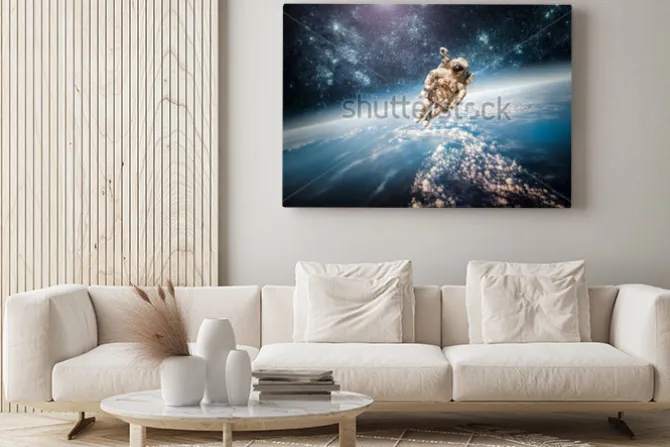 Obraz: Astronauta w przestrzeni kosmicznej na tle ziemi