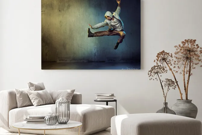 Obraz: Athletic tancerz w skokach pose