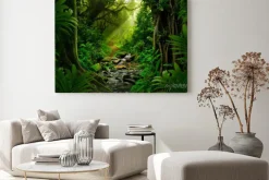 Obraz: Azjatycki las deszczowy z promieniami słońca