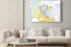 Obraz: Baby elephant sleeping on moon