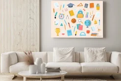 Obraz: Back to school collection of stickers with supplies, stationery,