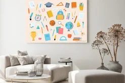 Obraz: Back to school collection of stickers with supplies, stationery,