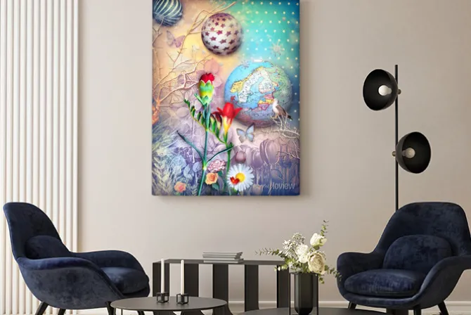 Obraz: Bajki tło z kolorowych kwiatów fleld