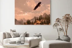 Obraz: Bald eagle soaring in the rocky mountain high country.