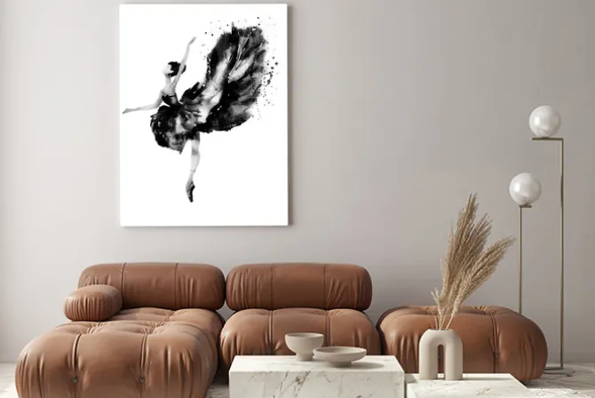 Obraz: Baletnica w tańcu akwarela czarno-biały malunek