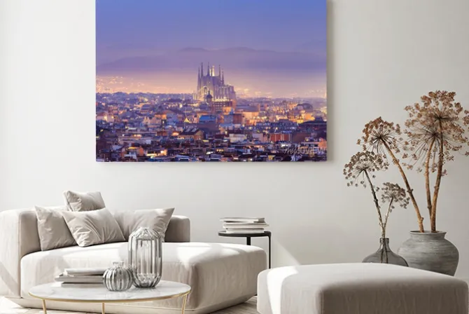 Obraz: Barcelona o zmierzchu widok z góry