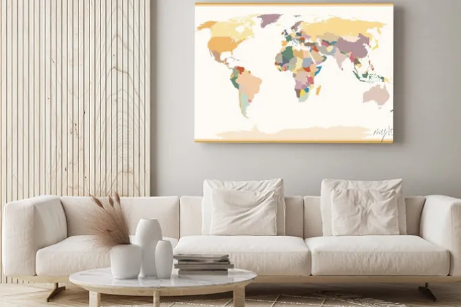 Obraz: Bardzo szczegółowe blind polityczna mapa świata vintage kolory