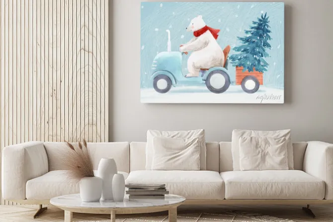 Obraz: Beautiful christmas stock illustration with hand drawn watercolor