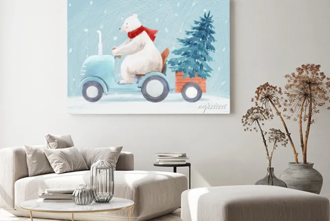 Obraz: Beautiful christmas stock illustration with hand drawn watercolor