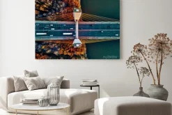 Obraz: Beautiful panoramic aerial drone view to cable-stayed siekierkowski