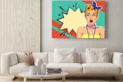Obraz: Beautiful surprised pin up girl vector illustration in pop art