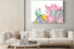 Obraz: Beautiful vector illustration with cactus plants and flowers