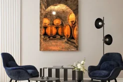 Obraz: Beczki wina w piwnicy