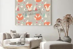 Obraz: Bez szwu deseń z cute baby christmas fox otoczony kwiatu dekoracji,