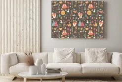 Obraz: Bez szwu deseń z cute baby christmas fox otoczony kwiatu dekoracji,