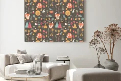 Obraz: Bez szwu deseń z cute baby christmas fox otoczony kwiatu dekoracji,