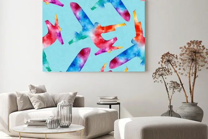 Obraz: Bez szwu deseń z samolotu, płaszczyzny. akwarela ilustracji.