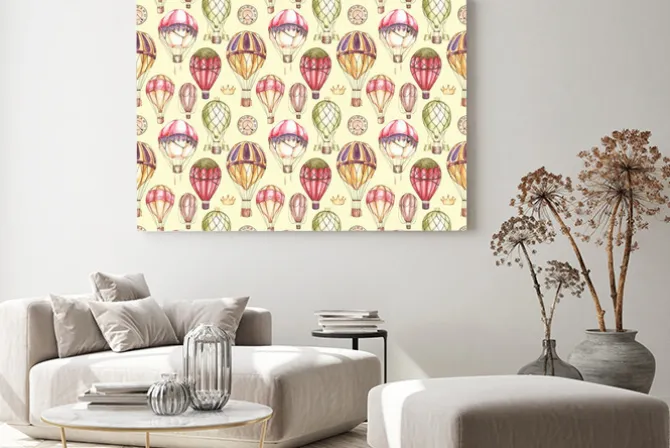 Obraz: Bezszwowa ręka rysujący wzór z aerostat elementami. ozdobne kolorowy