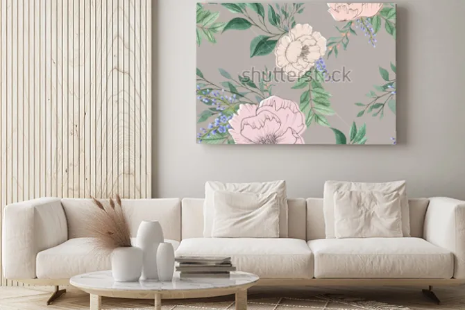 Obraz: Bezszwowe tło akwarela wymieszać kolorowy kwiat kwiatowy i liście